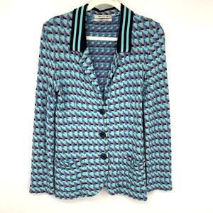 Aldo Martins Blue Geometric‎ Cardigan Size 6